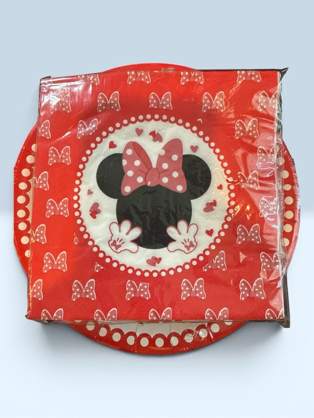 Red Minnie Mouse Party Paper Plates & Cups Set for party of 24 Happy Birthday